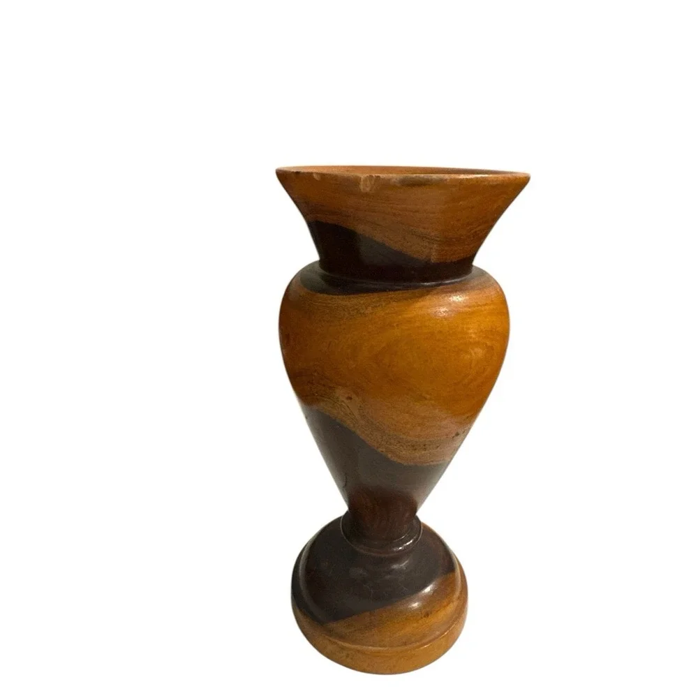 Hand‎ Turned Wooden Vase 6.75 inches Tall 3